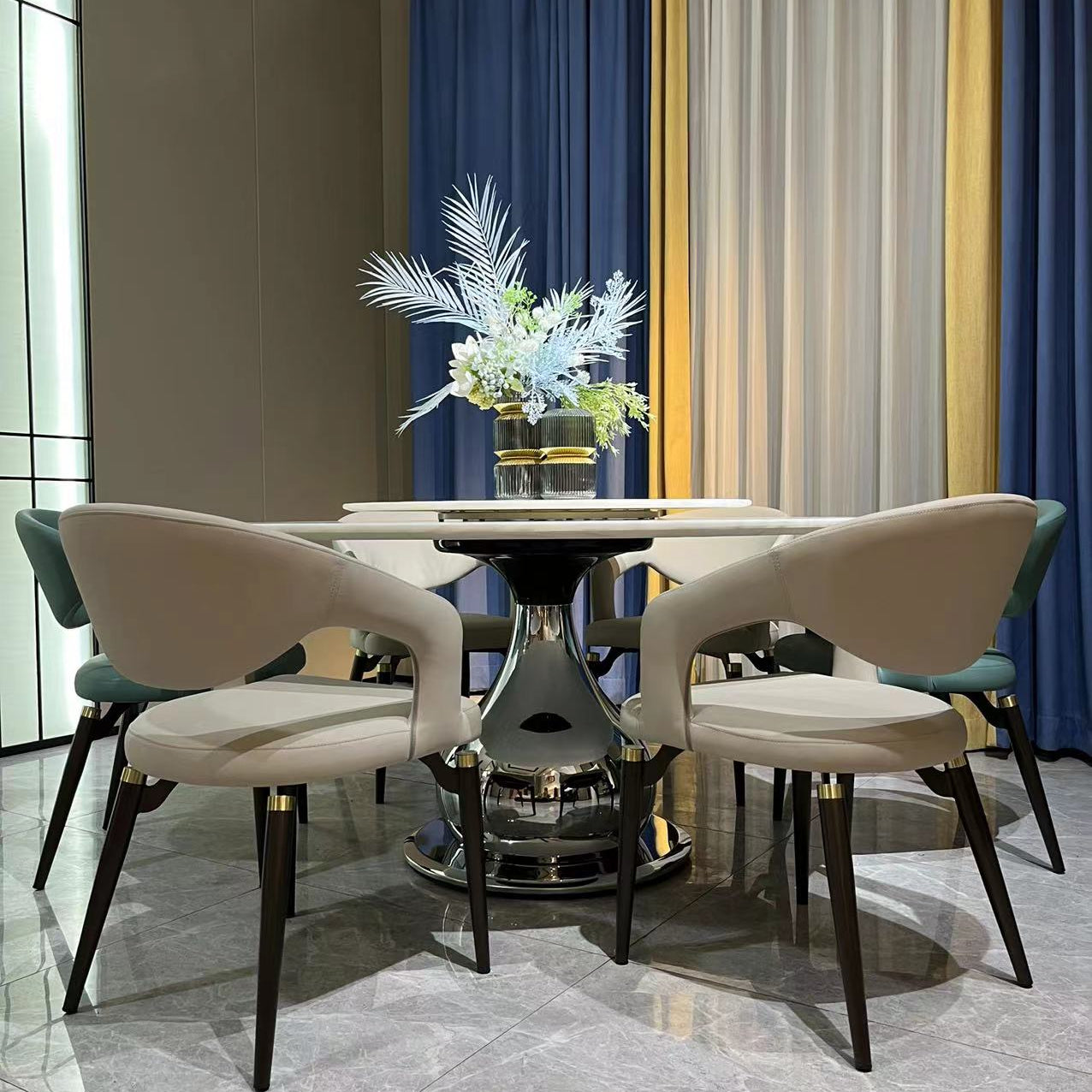 Lumina Modern Luxury Round Dining Table with Lazy Susan