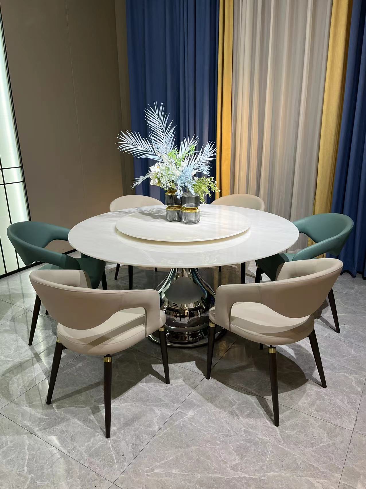 Lumina Modern Luxury Round Dining Table with Lazy Susan