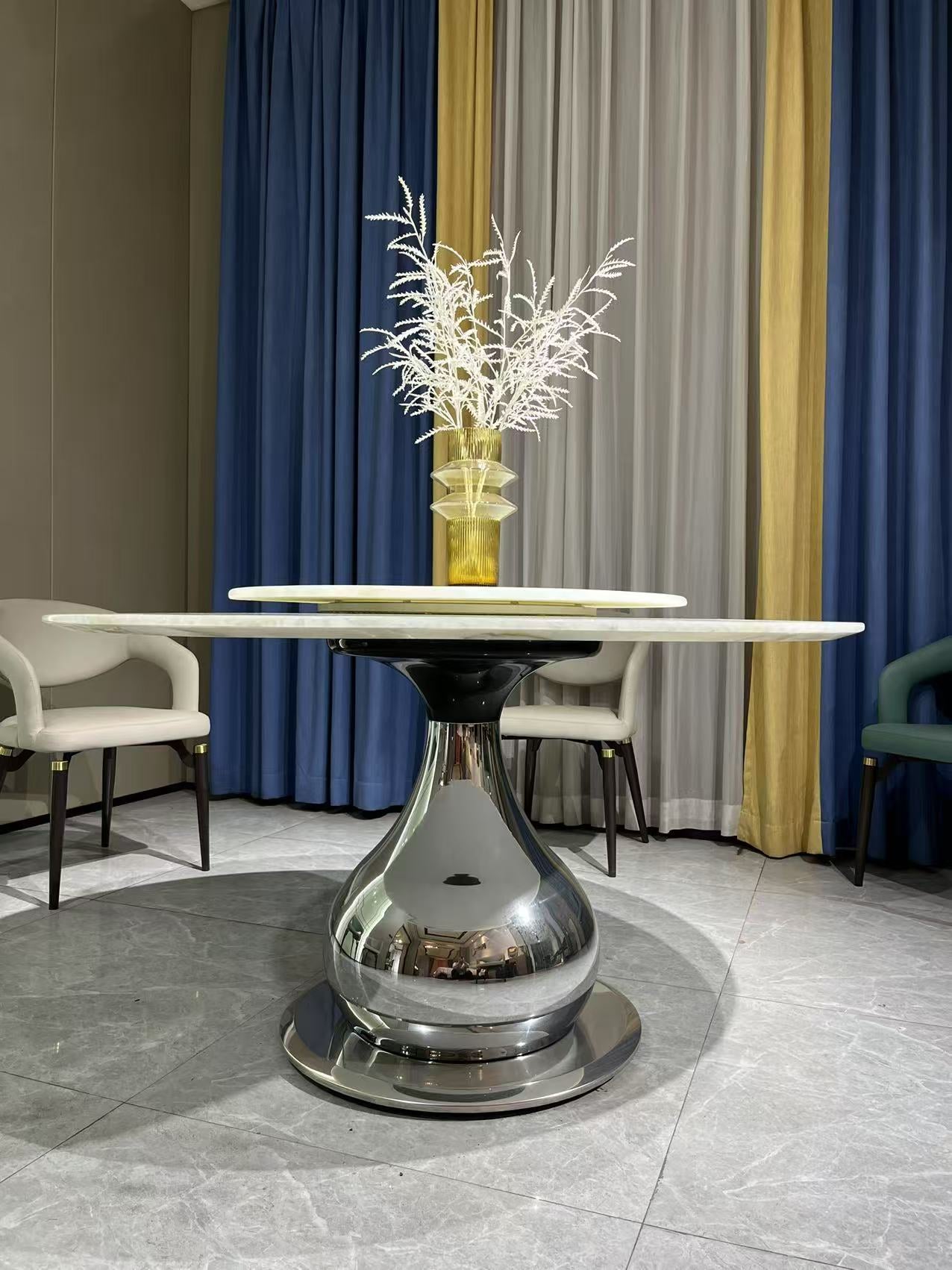 Lumina Modern Luxury Round Dining Table with Lazy Susan